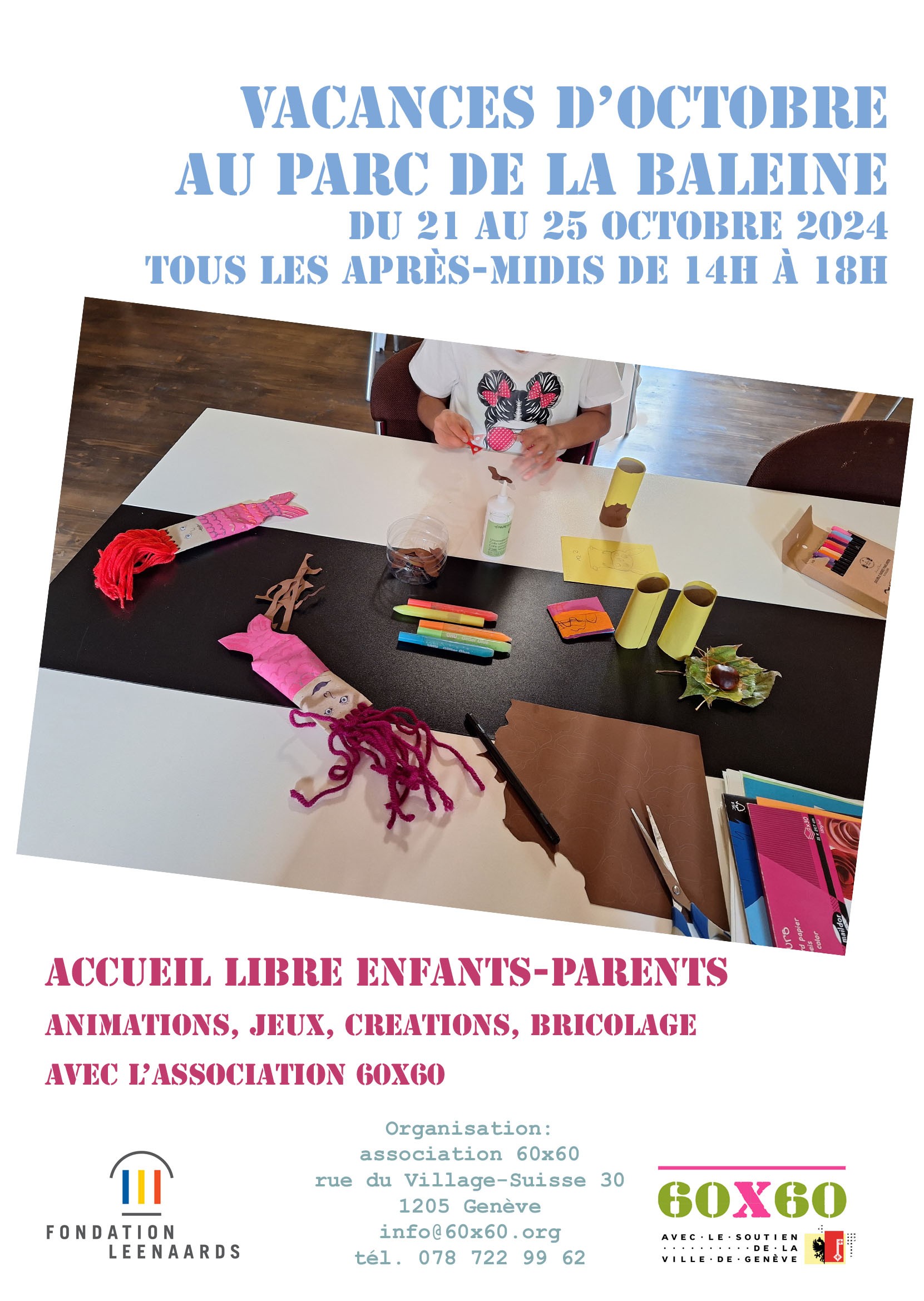 Affiche vacances d'octobre au parc de la Baleine